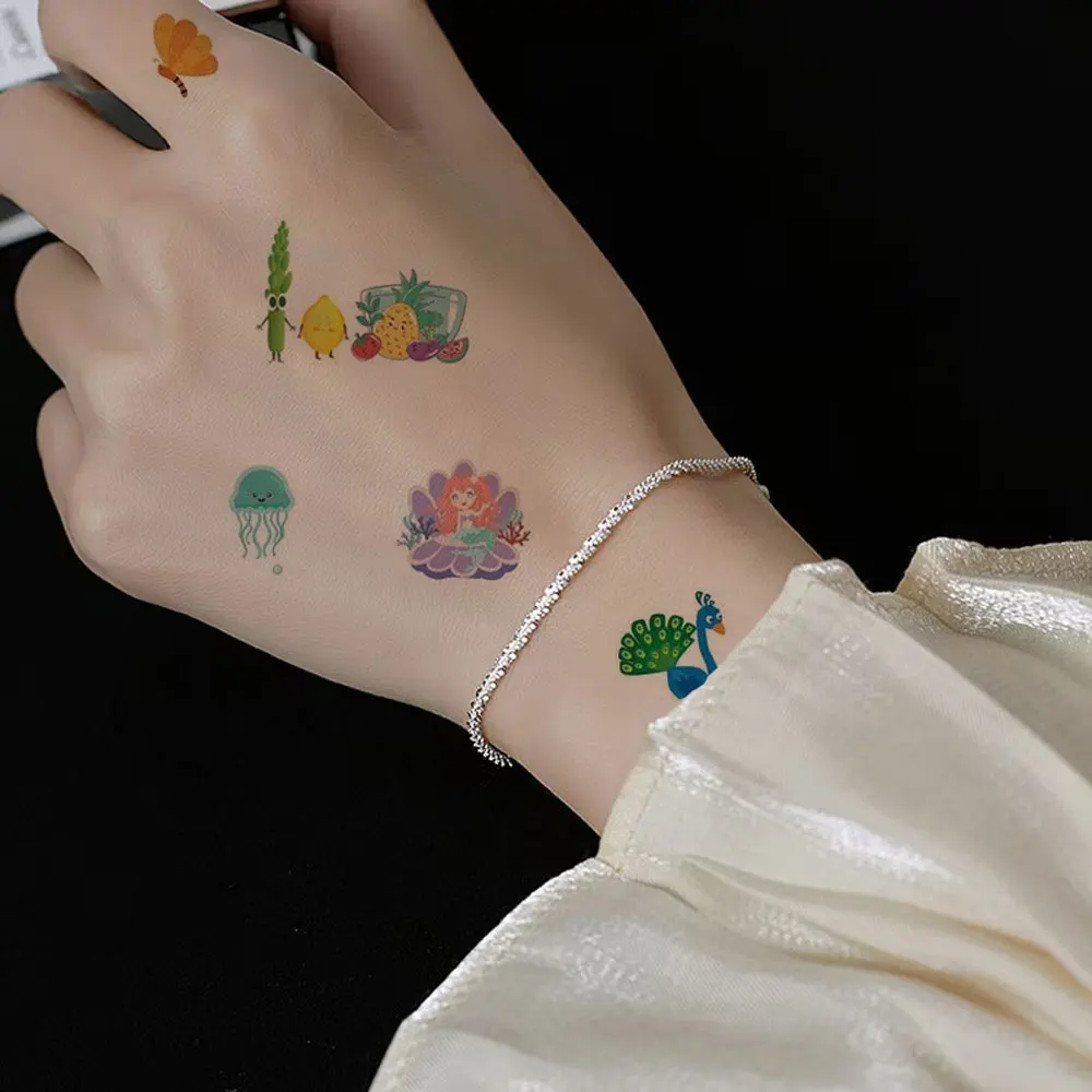 30pcs Temporary Tattoos  Unicorn Mermaid Car Fruit Cartoon Tattoo Stickers for Hand Body Fake Tattoo Waterproof