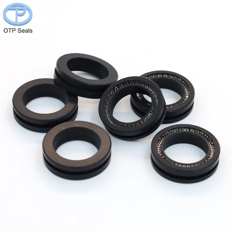 

Rotary spring seal PTFE Seals Polytetrafluoroethylene add Carbon Fiber V-Spring Non-standard shaped parts factory Customized otp