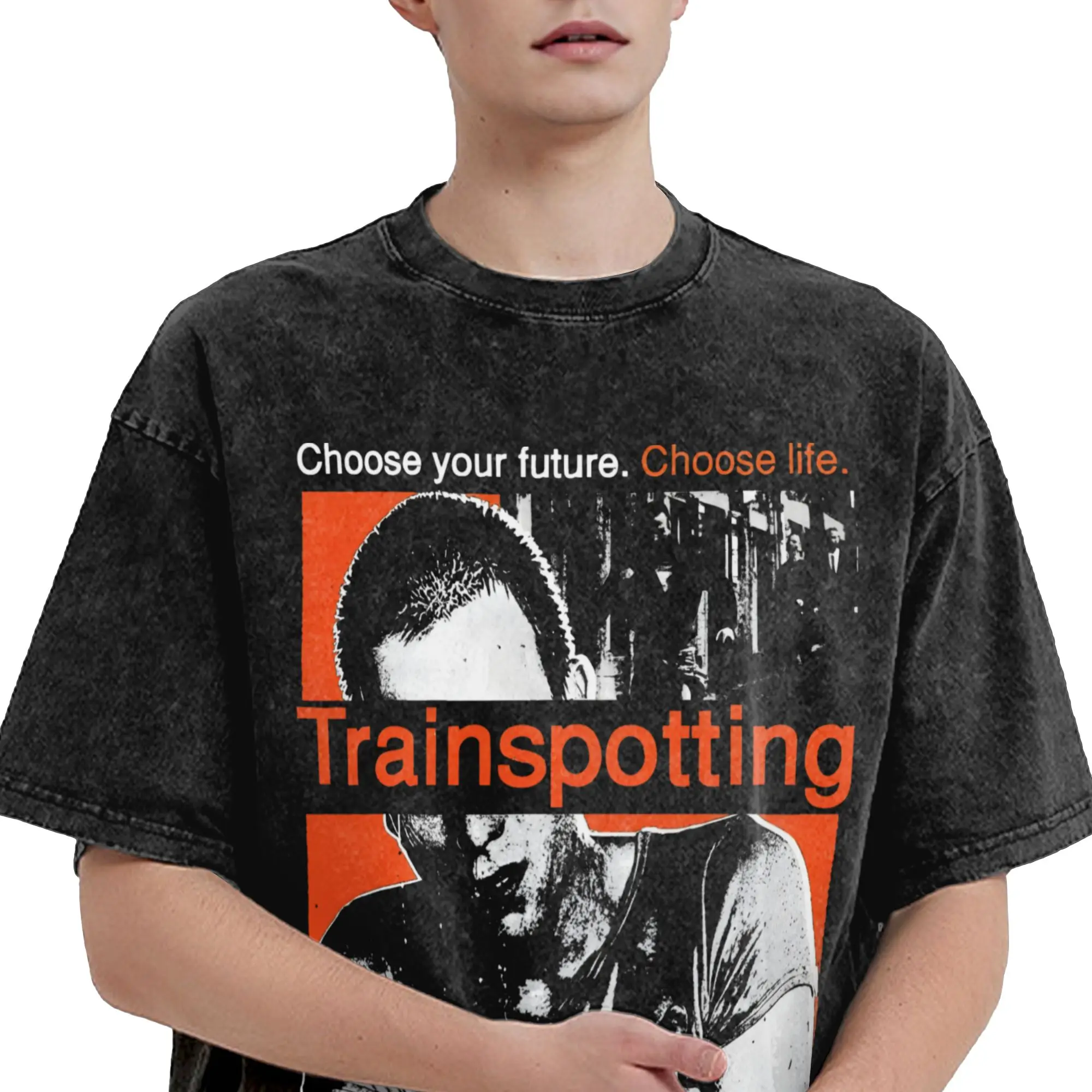 Harajuku Washed Shirt Trainspotting  Merch Vintage T Shirt High Street  Streetwear Short Sleeve Summer Tees