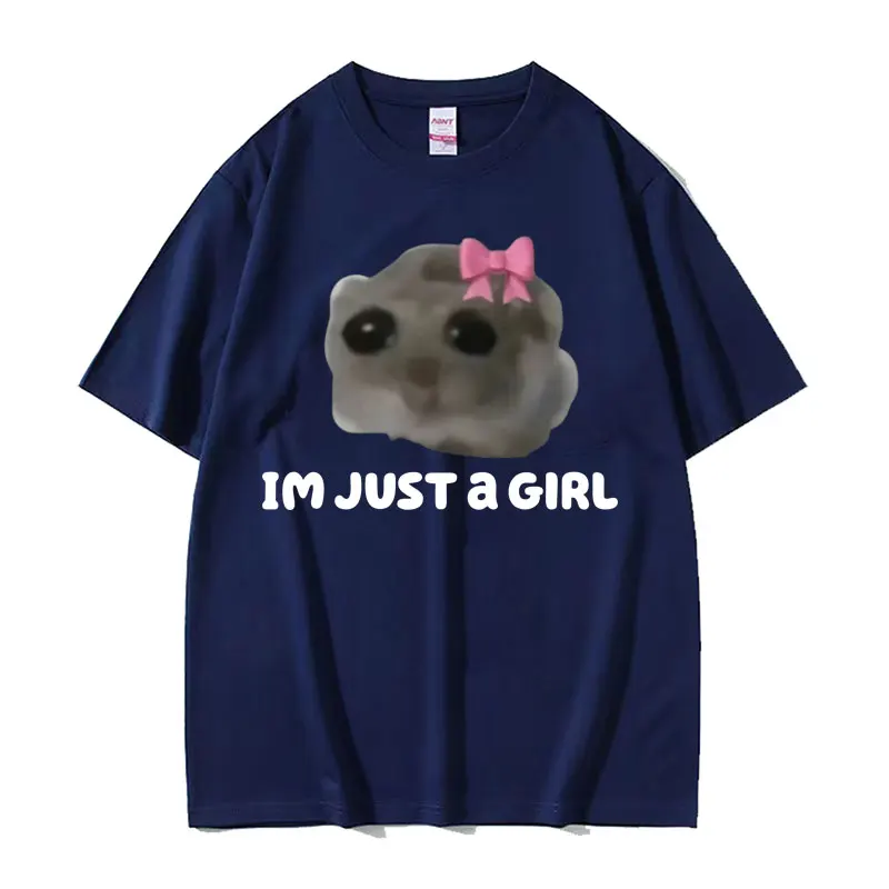 Funny Trendy Cute Kawaii Sad Hamster Meme T Shirt Men Women Summer Fashion Vintage Tee Shirt Casual Oversized T-shirt Streetwear