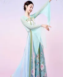 Classical dancer performance costumes women oversized practice dance clothes Chinese style folk dance dress plus size 2xl