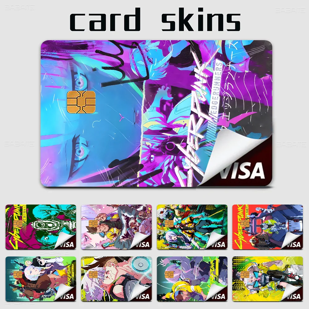 Cyberpunk Edgerunners Film Skin Sticker Tape For Bank Credit Debit Card Personalized Credit Card Protection Stickers