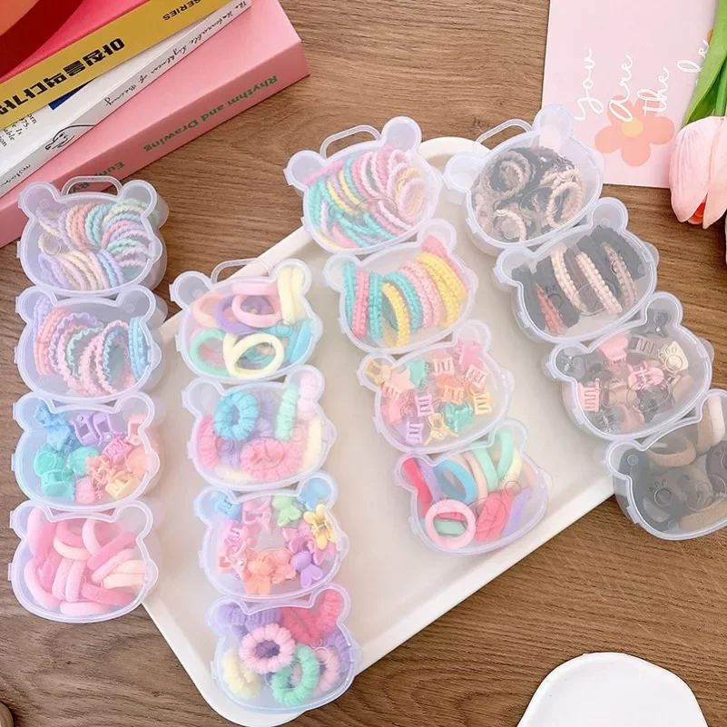 4 Box Colorful Hair Accessories set Girls Hair ties Hairclips Gift Box Cute small size hair rubber bands Baby Hairpins Headwear