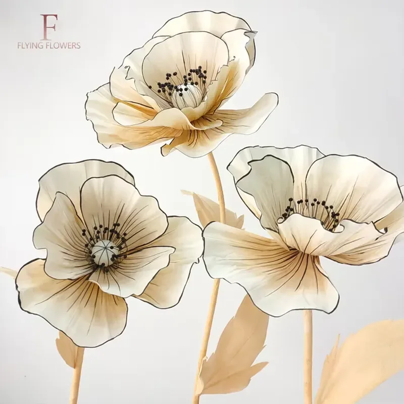 Giant 60cm Handmade Paper Poppy Flower Custom Color Artificial Bloom for Wedding Party Shop Window Display Decoration Home