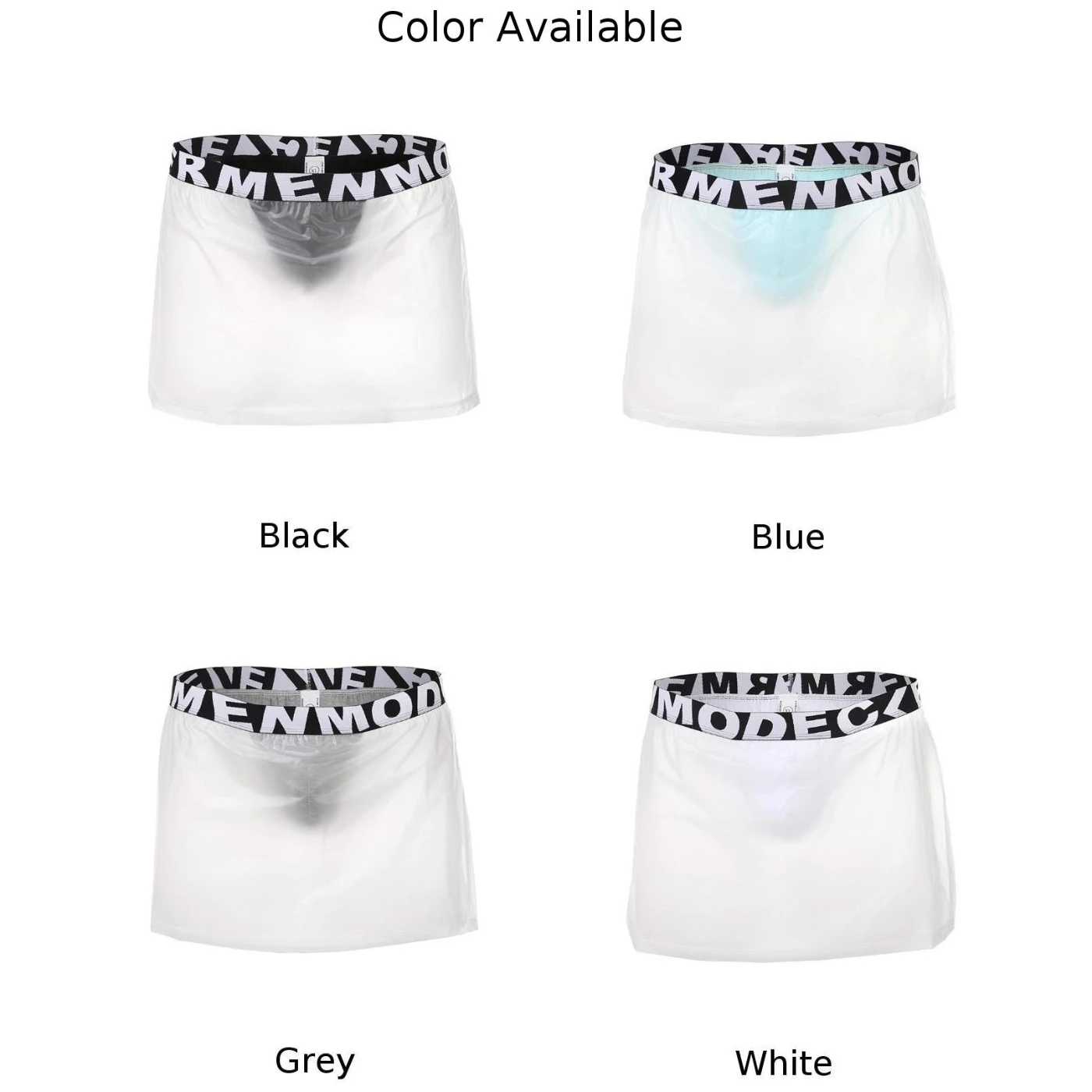 Sexy Lingerie Mens Transparent Underwear Ultra-Thin Boxers Shorts Side Split G String Lounge Underpants Gay Sissy Pouch Trunks