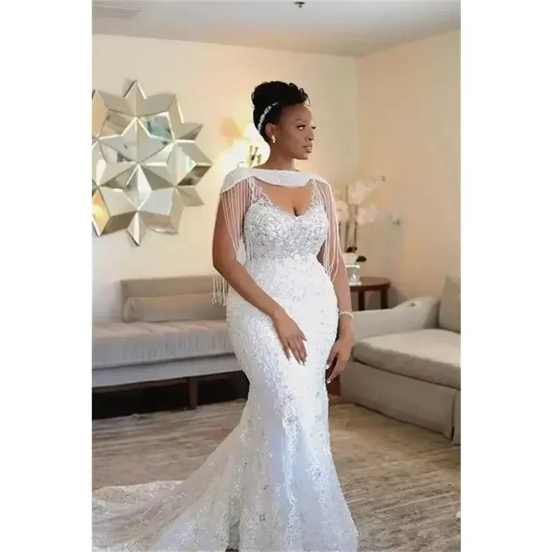 Customized Luxurious Wedding Dress Wrap Beading Crystal Woman Dress Small Tail Bridal Wedding Dress Customized Dresses