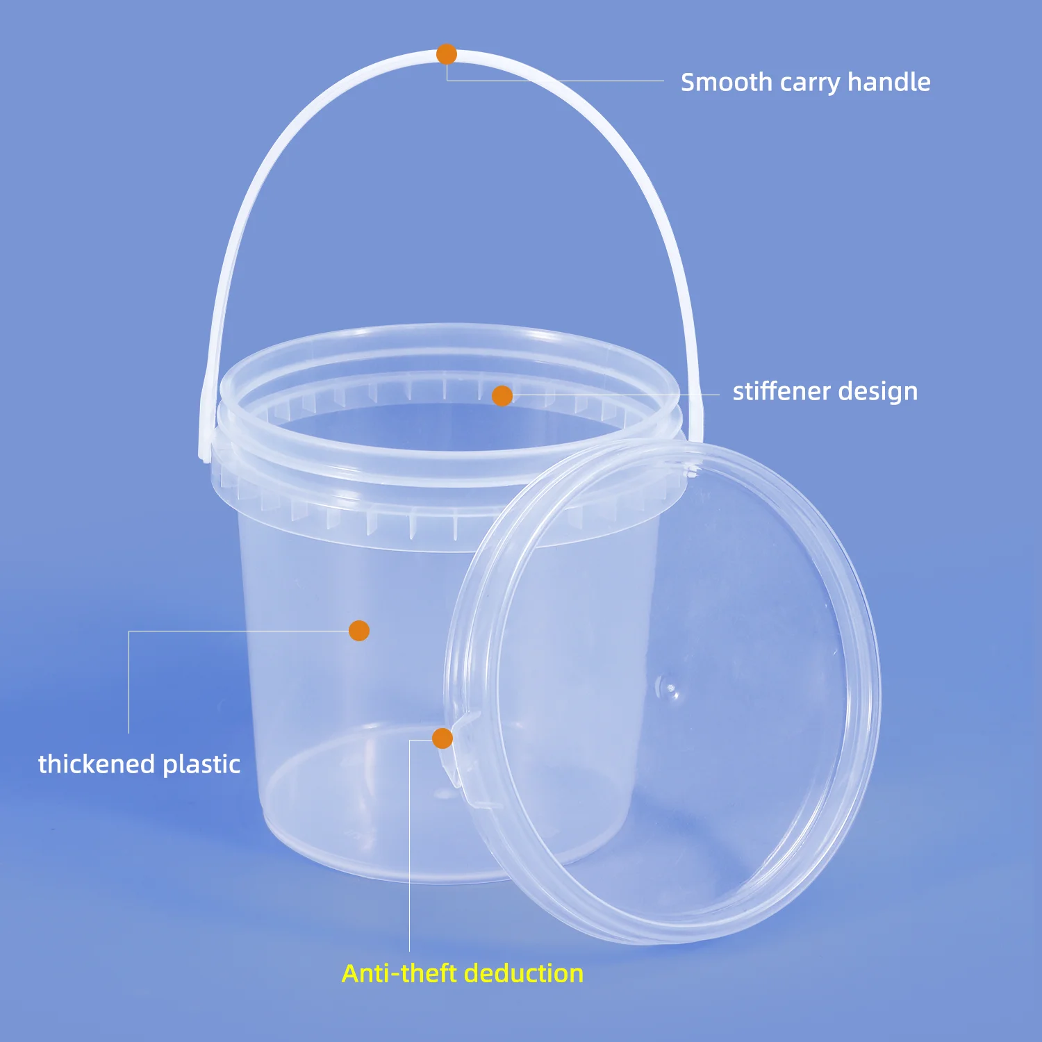 1000ml Plastic Bucket Food Grade Leakproof Storage Container for Cream Ice Cream Honey refillable bottle High Quality