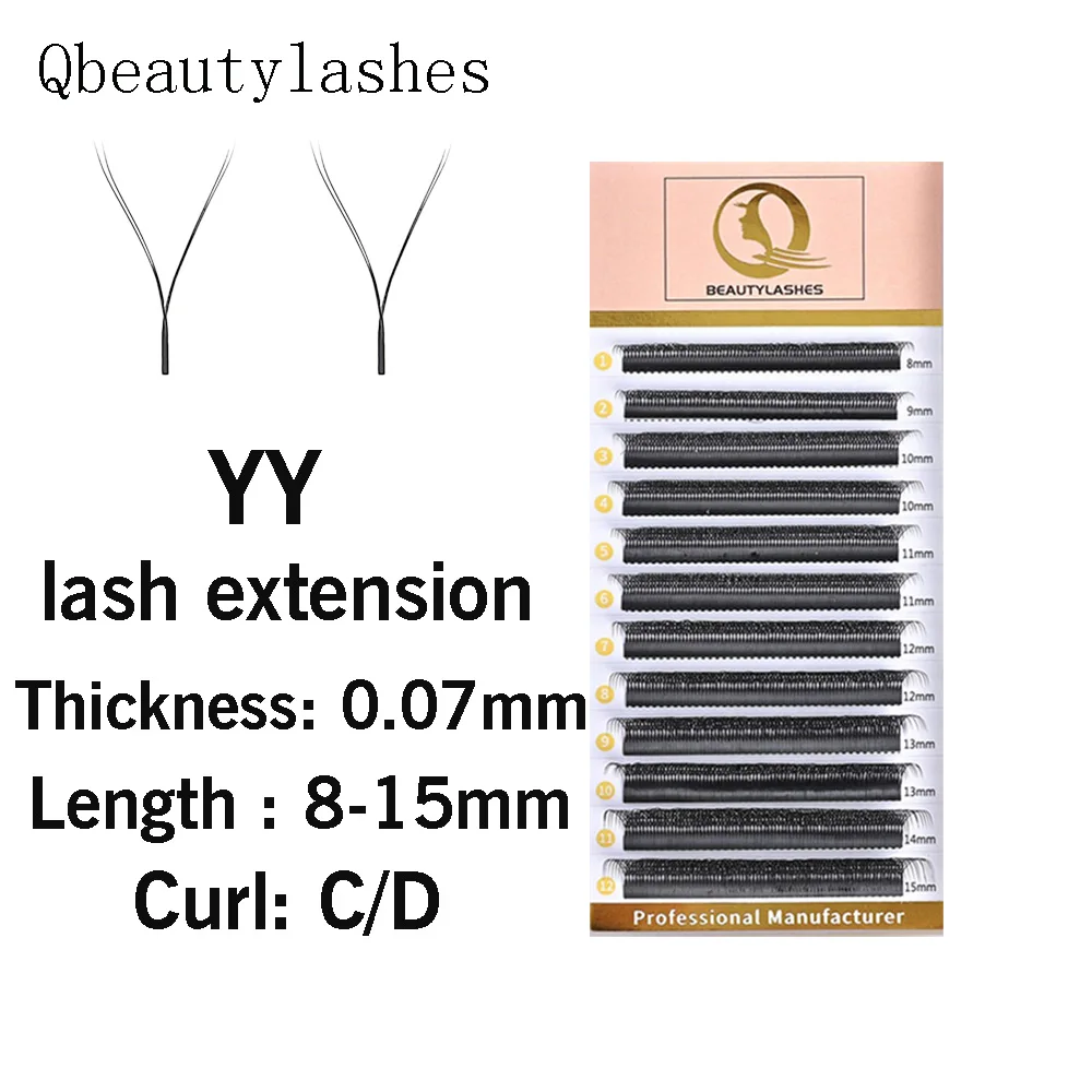 

Qbeautylashes YY Shaped Lashes Two Tips High Quality Lashes Soft Natural Pre made Volume Fans Individual Eyelashes