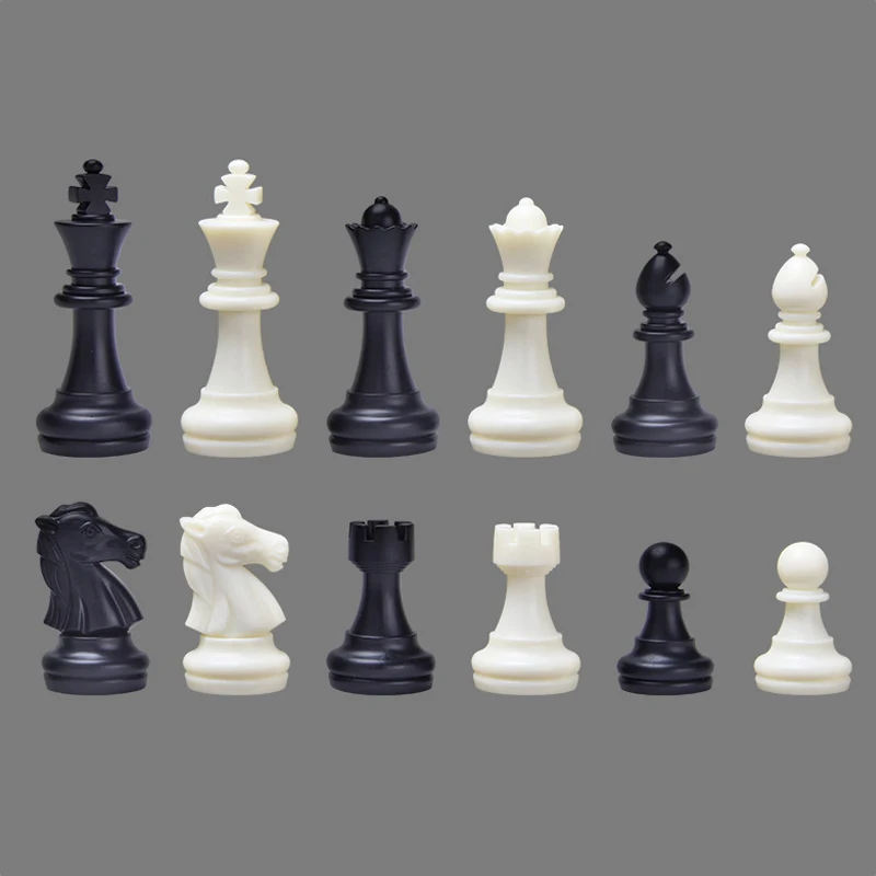 32 Pcs Magnetic Chess Pieces Wood-Plastic Chessman Bottom Flocking Cloth Black White Gold Silver Spare Chess Game Accessories