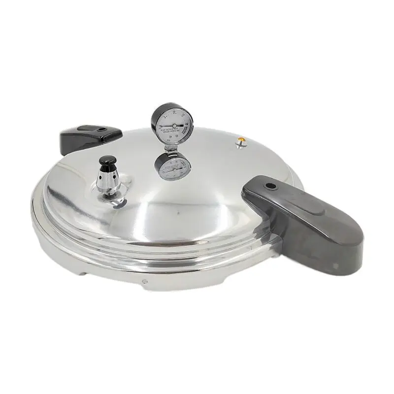 23L Aluminum Alloy Large Capacity Straight Pressure Cooker with Gauge Pressure Tank Double Bottom Commercial Pressure Cooker