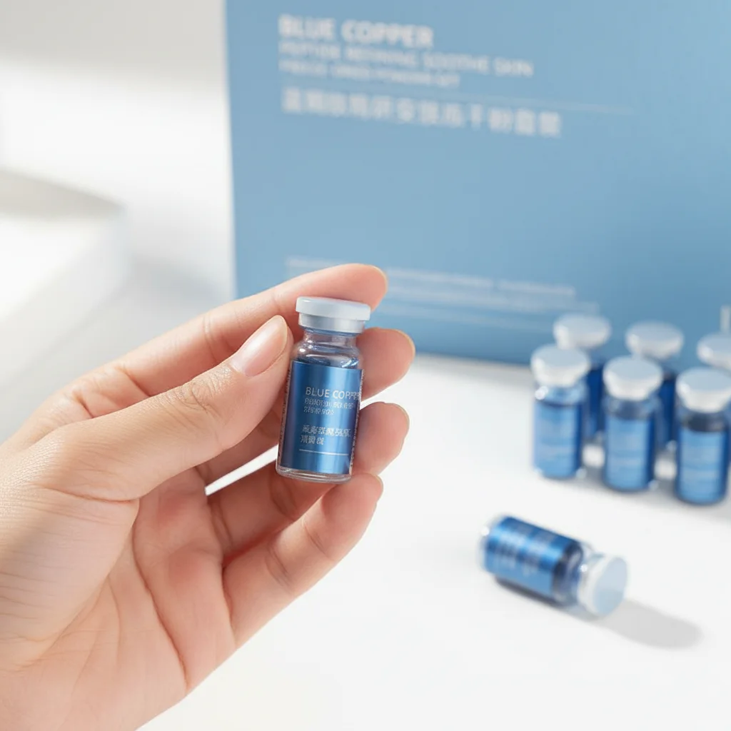 20pcs Blue Copper Peptide Freeze-Dried Powder Set Oligopeptide Anti Wrinkle Essence Shrink Pores Acne Treatment Skincare Serum