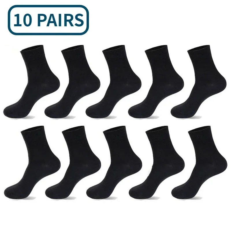 Men\'s Cotton Socks 10 Pairs / Lot Black White Gray Business Casual Sock Crew Soft Calcetines Breathable Spring Summer for Male