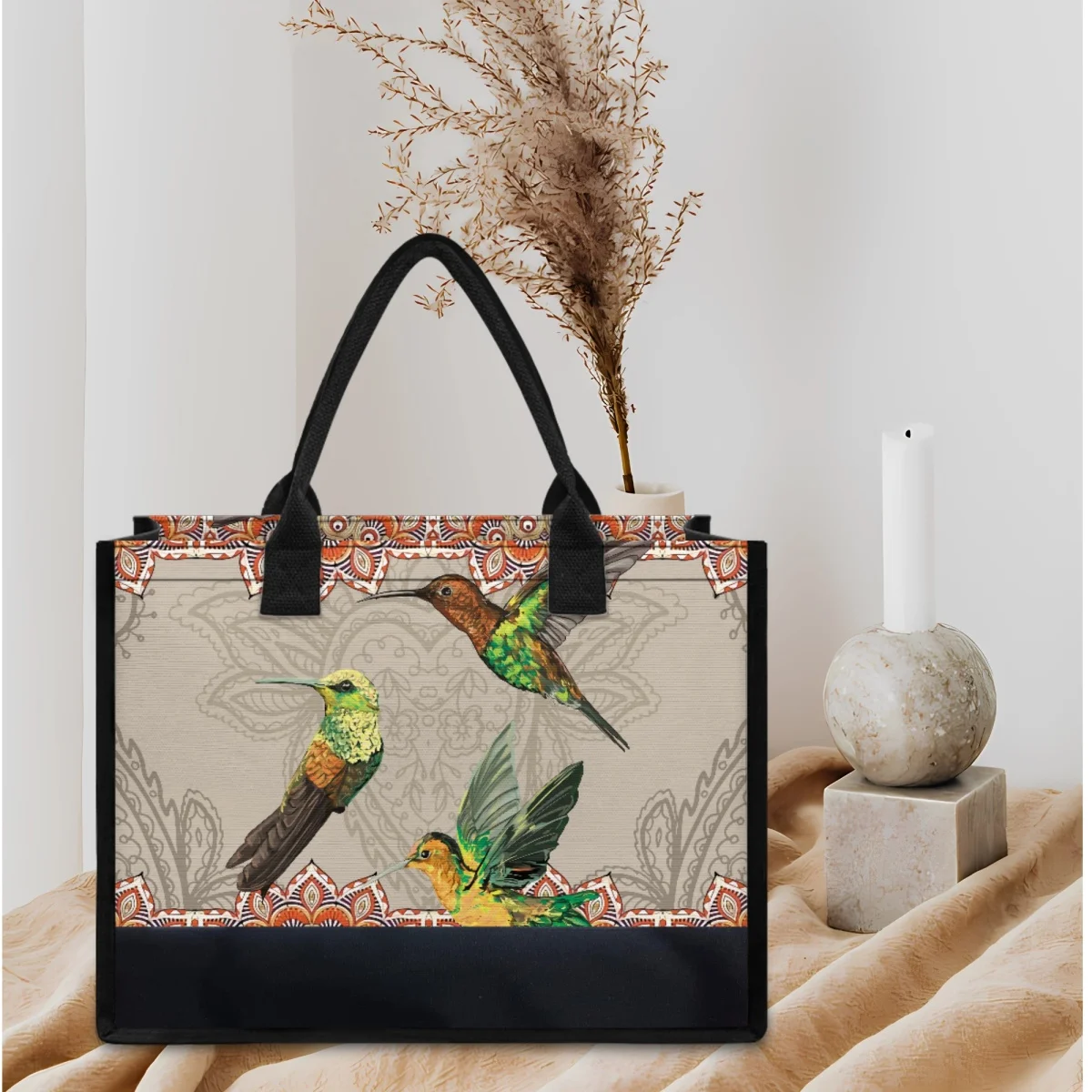 

Personalized Tribal Hummingbird Design Tote Shoulder Bag Retro Canvas Bridesmaid Wedding Tote Bag Casual Makeup Organizer Bags