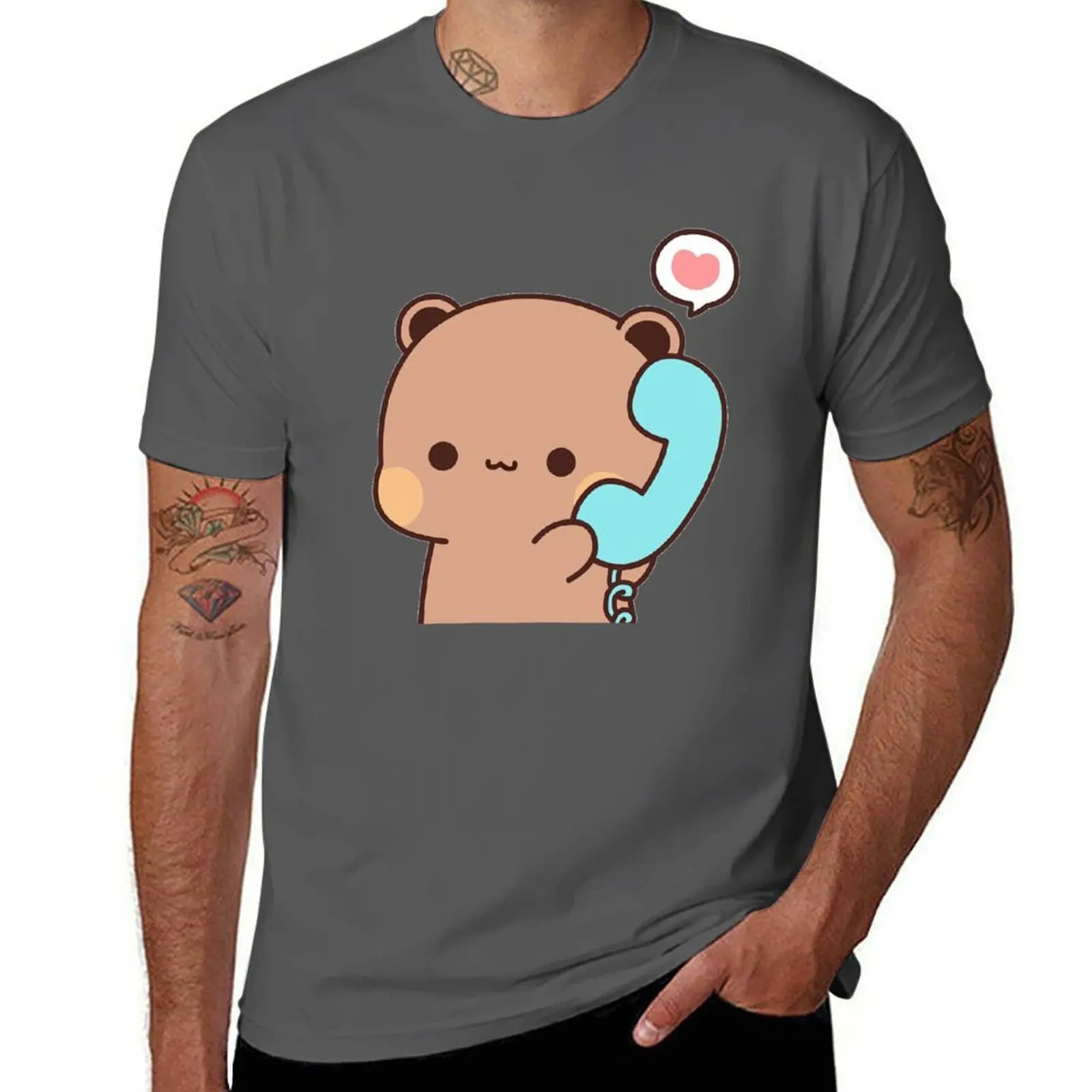 

Dudu Is Making A Call To His Bubu, Cute Panda Bear Couple Bubu and Dudu T-Shirt Anti-Wrinkle Short Sleeve T-Shirt