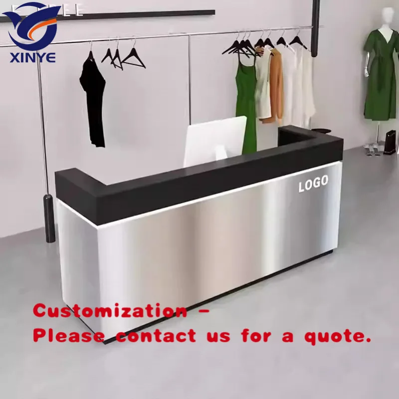 custom.Customizable Stainless Steel Reception Desk Bar Beauty Salon Barber Shop Clothing Store Simple Cash Register Fr