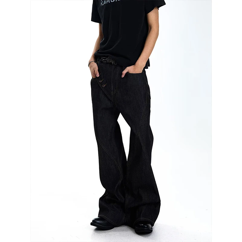 

2026 Trend Y2K Style Button Fly Black Baggy Man's Casual Jeans Pants For Woman Clothing Straight Loose Cotton Long Trousers
