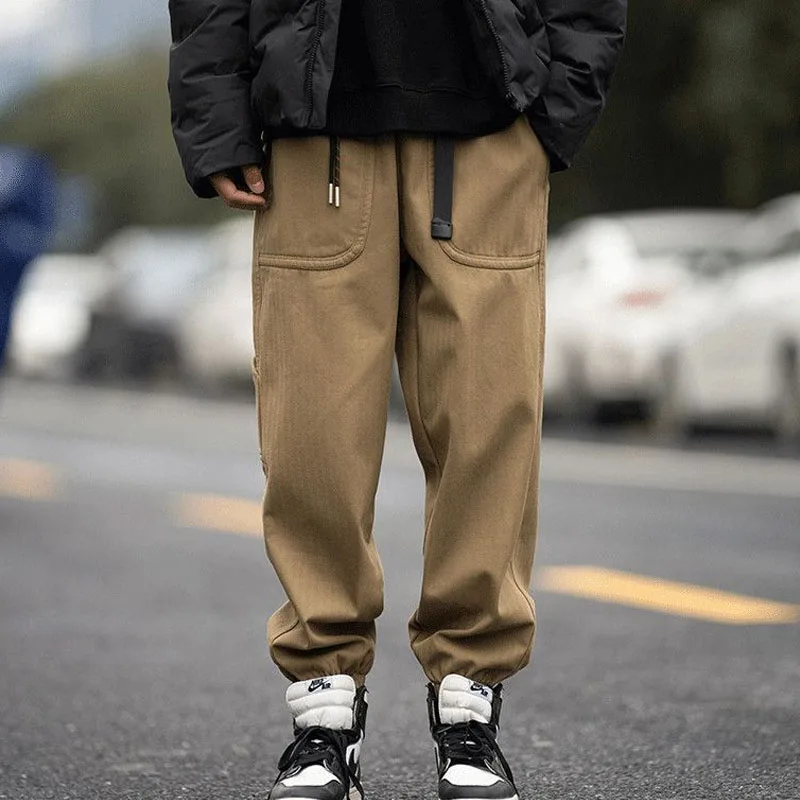 

New Autumn/winter Korean Version of Work Attire with Bound Feet, Harun Plush and Thickened Loose Fitting Men's Casual Pants