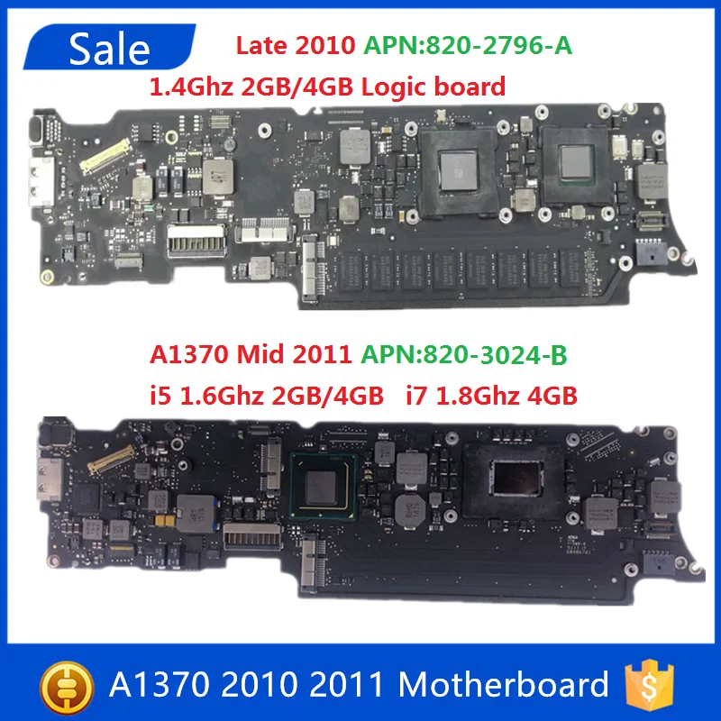 

Sale A1370 Laptop Motherboard 820-2796-A 820-3024-B for MacBook Air 11" 2010 2011 Year i5 i7 2GB 4GB Logic Board Full Tested