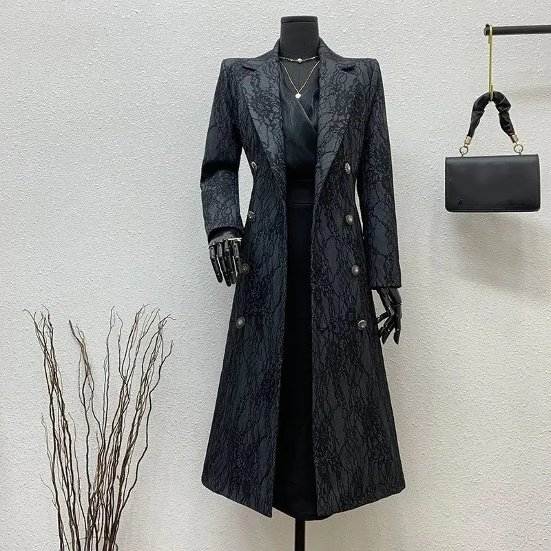 Double-Breasted Temperament Women's Trench Coat 2025 New Spring Autumn Light Luxury High-Quality Fashion Women Trench Coat H698