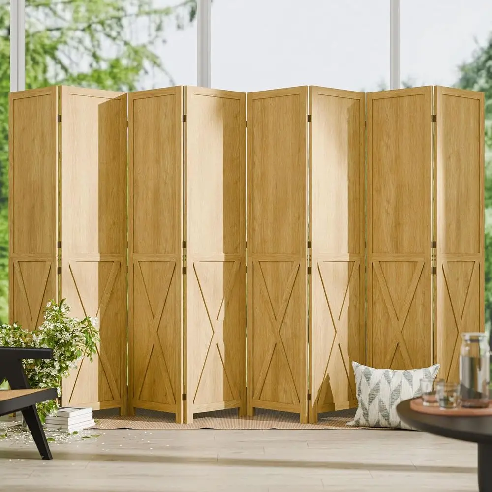 

Деревянная ширма-перегородка, 8-панельная складная ширма для уединения, 66,9-дюймовая настенная перегородка, разделитель комнаты из амбарного дерева, отдельно стоящая перегородка, временная настенная перегородка