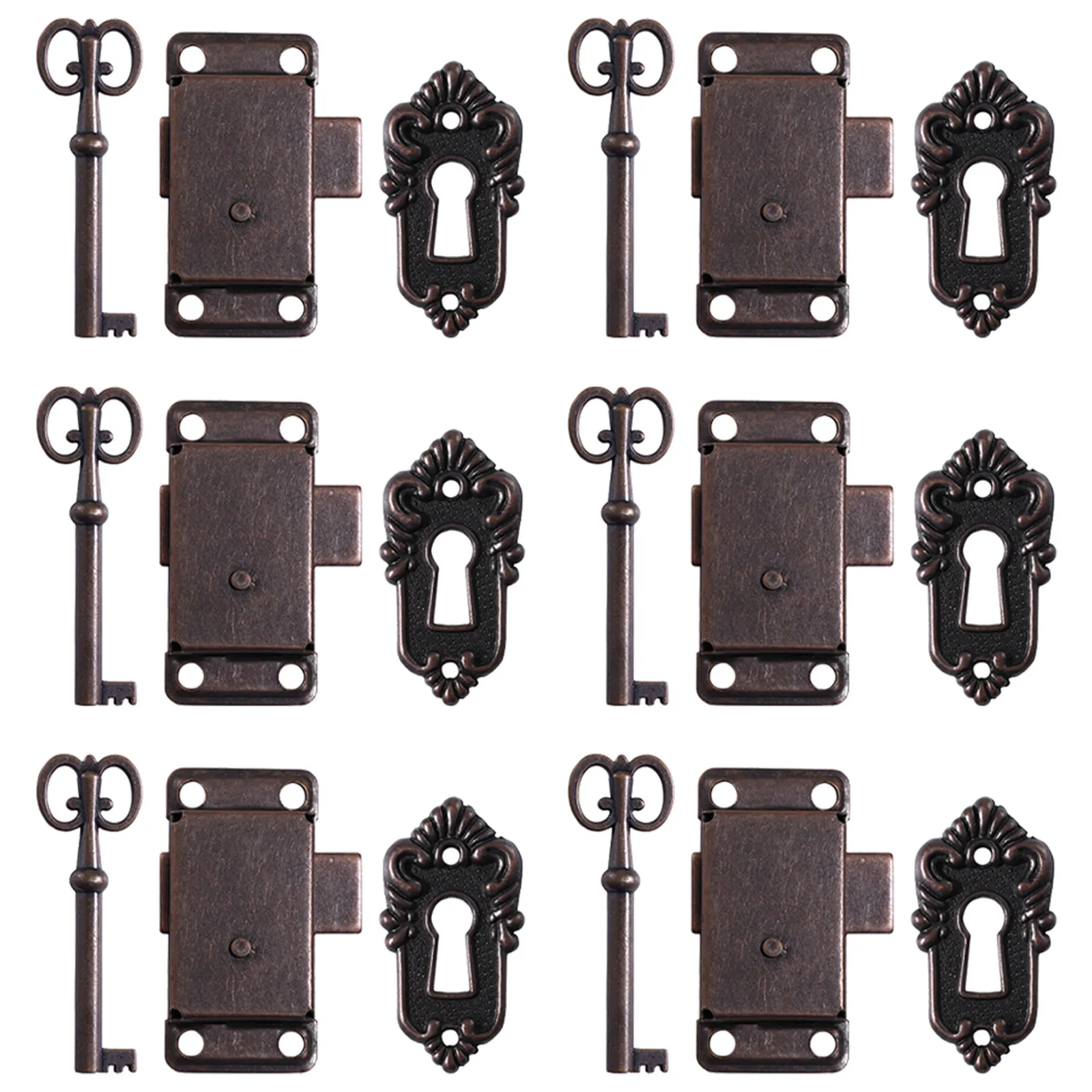 

6 комплектов мебельных замков, устойчивых к ржавчине, металлические защелки для свадебных коробок, подарочных футляров, деревянных шкафов, декоративные замки в ретро-стиле
