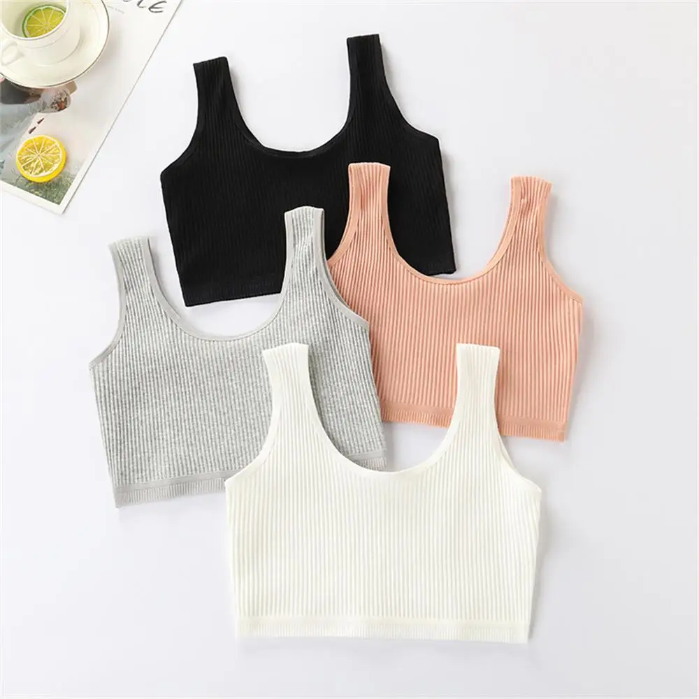 Pure Cotton Comfortable Girls Underwear Adolescent Developmental Vest Sports Shockproof Breathable Without Steel Ring Girls Bra