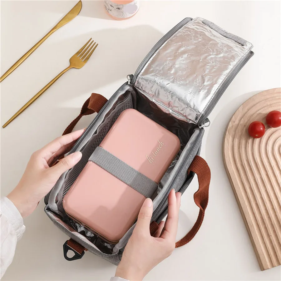 Borsa per il pranzo portatile per scatola per il pranzo con isolamento termico Tote Cooler Borsa Bento impermeabile Borse a tracolla per alimenti da ufficio