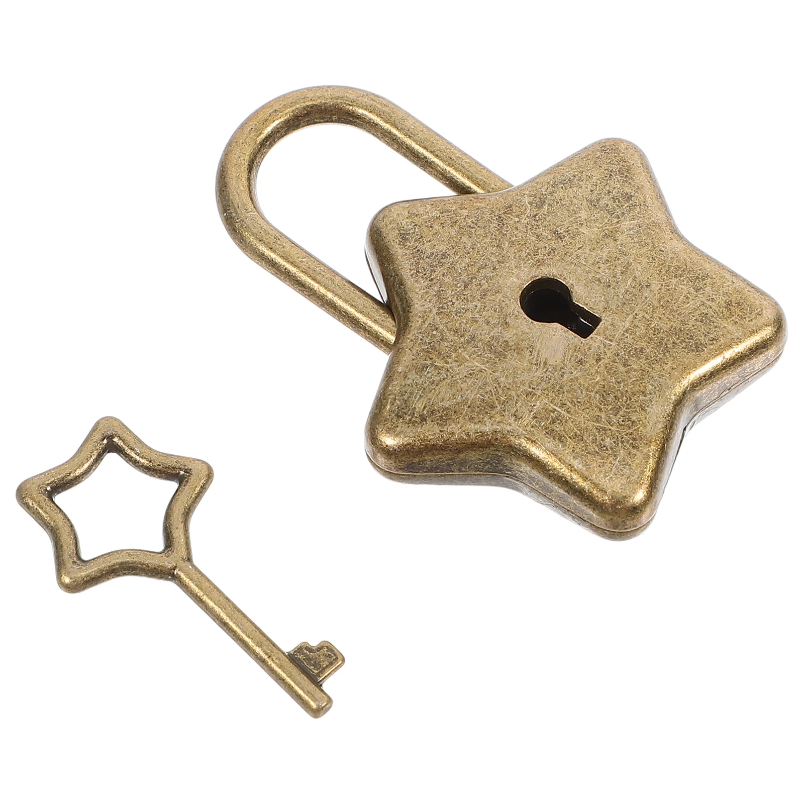 

Security Pentagram Padlock Five-pointed Star Shape Key with Metal Locker Shaped