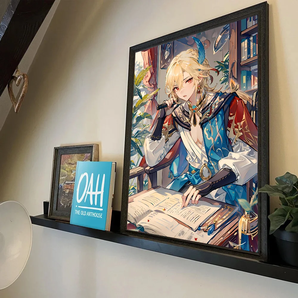 1 قطعة لعبة Genshin تأثير Kaveh الهيثم المشارك ذاتية اللصق الفن ورق مقاوم للماء ملصق مقهى بار غرفة جدار ديكور