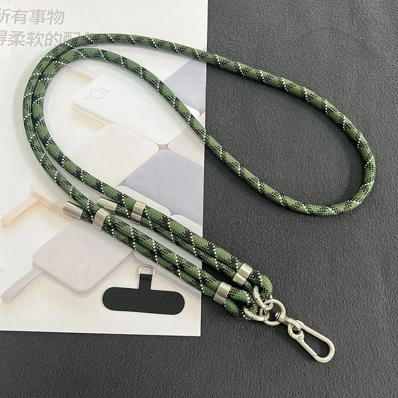 2024 New Lanyard Silver Double Buckle Adjustable Wrist Hand Crossbody Strap Cord Hang Mobile Cell Phone Shoulder Chain Key Rope