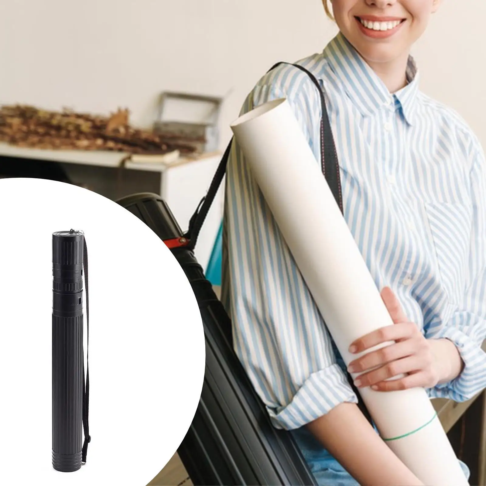 drawing-storage-tube-retractable-waterproof-poster-carrier-expandable-document-case-with-strap-for-art-class-studio