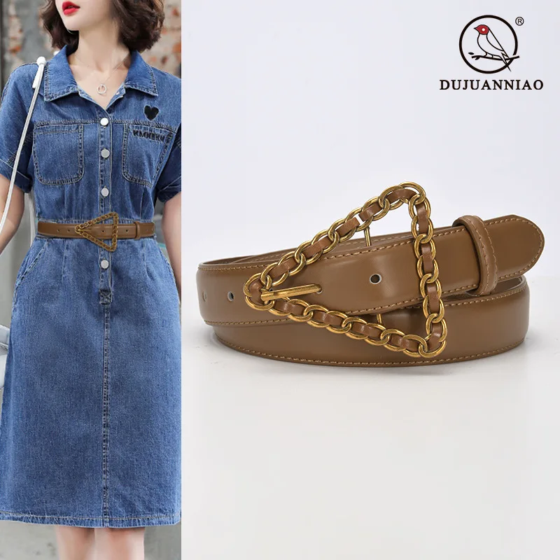 Candy Color Yellow White Blue Split Leather Waist Belts Women Triangular Buckle Adjustable Cowskin Cinturon Mujer Corset Belt