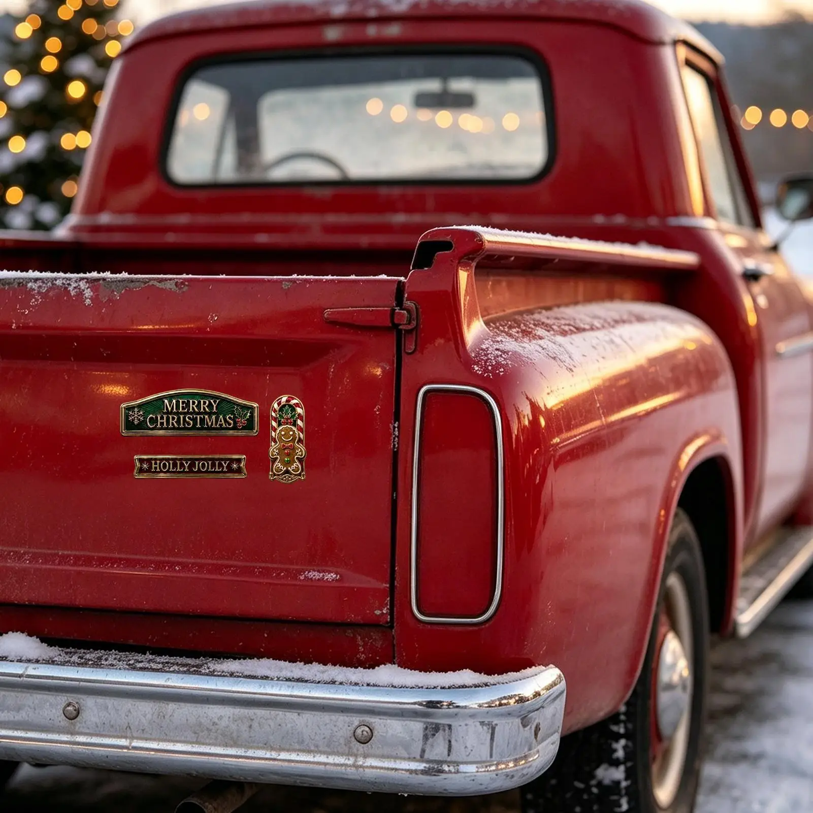 Truck Emblems Christmas Iron SUV Door Decal Vintage Christmas Car Decorations For Beginner Winter Gathering Road Trip Toolbox