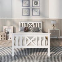 KOMHTOM Solid Wood single bed with slatted frame and headboard, 90x200 cm, pine wood, white