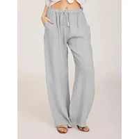 Plus Size Solid Color High Waist Women Pants Loose Elastic Casual Pants Trousers Female Stretch Straight Casual Oversize Pants