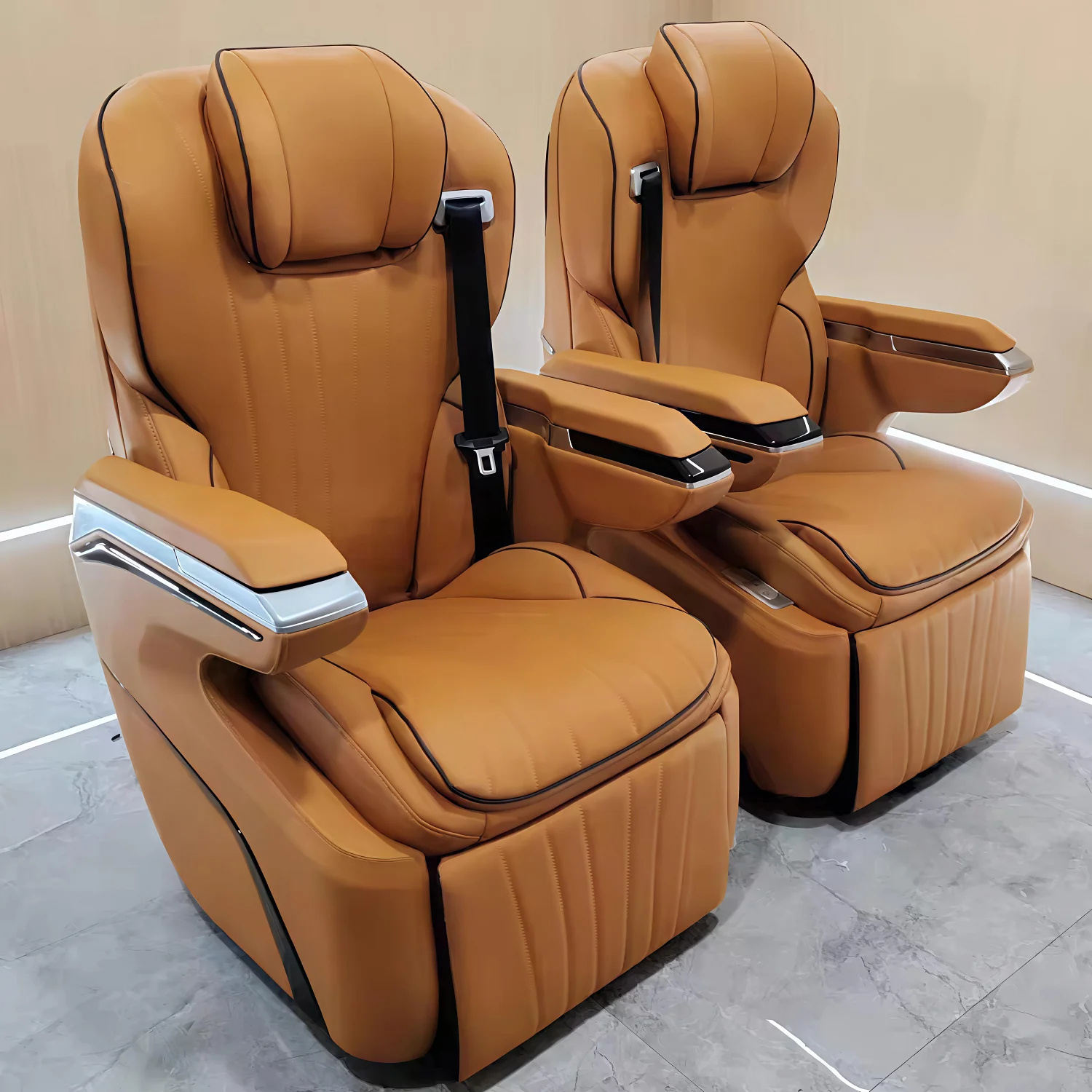 Modified Luxury Aero Electric VIP Captain Seats PU Leather Cloth With Massage Ventilation For Hiace Alphard Van Mod Accessories