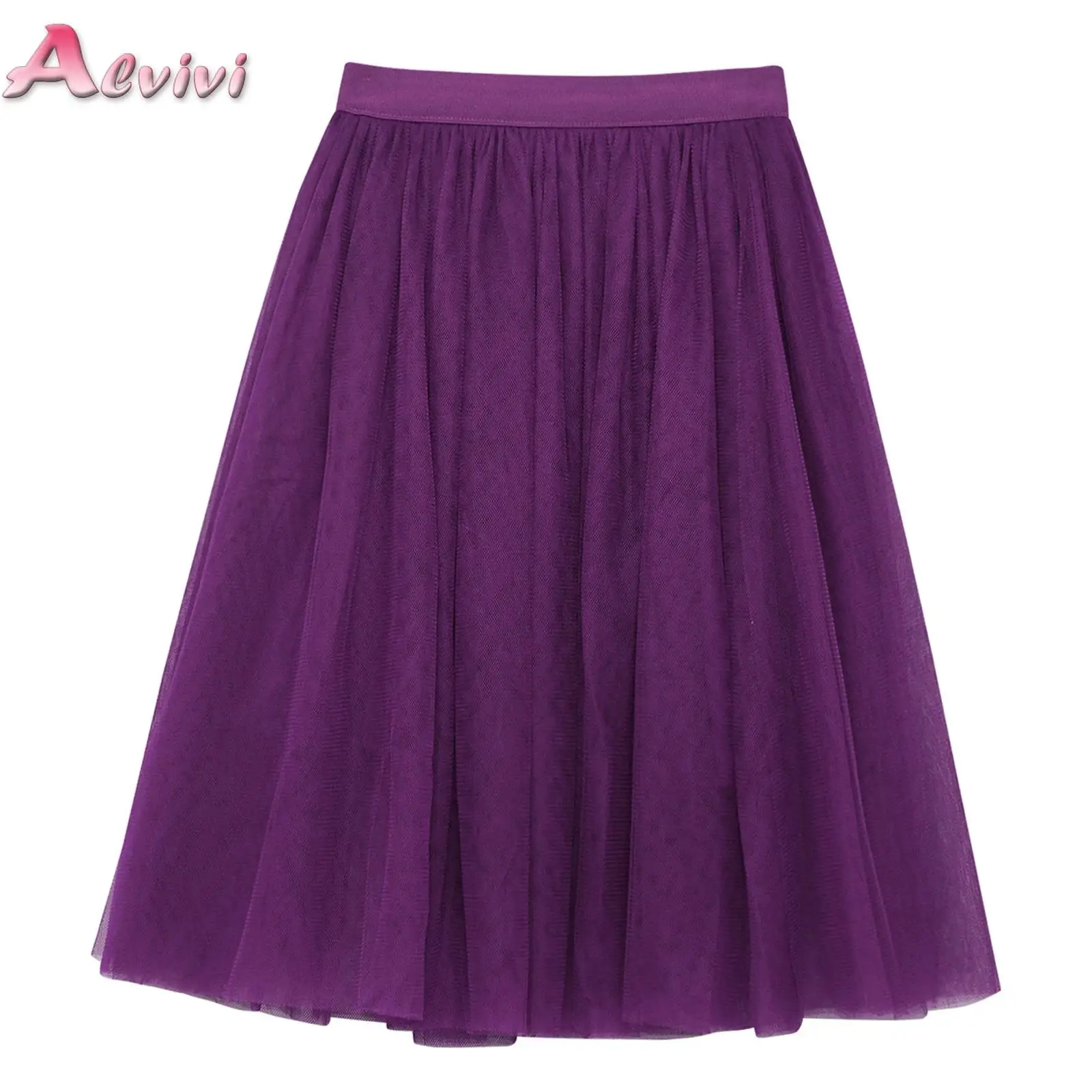 

Kids Girls 3 Layers Tulle Skirt High Waist Elastic Waistband A-Line Skirts for Birthday Wedding Party Holiday Photography