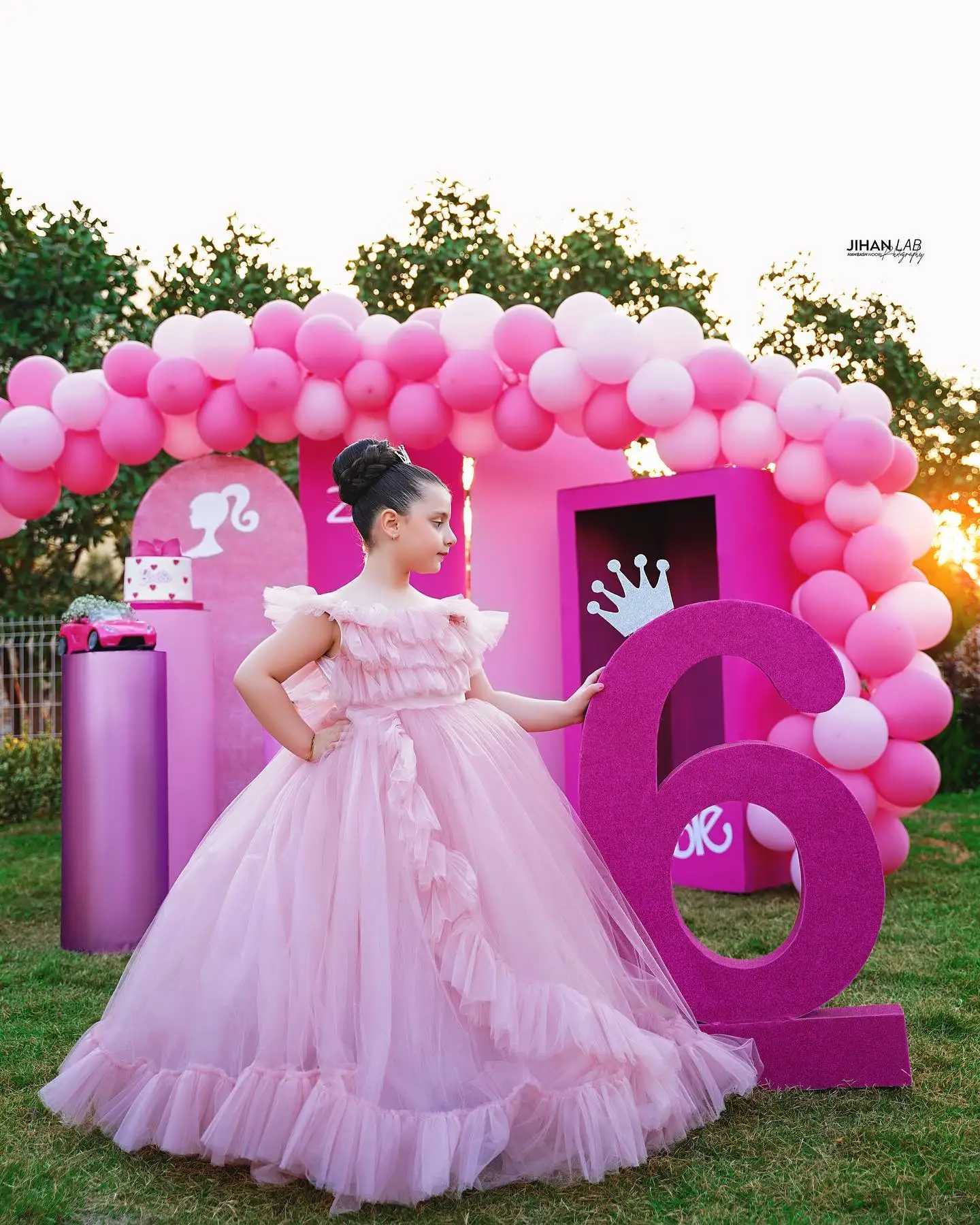 Vestido de baile de tul rosa para niñas, vestidos de fiesta de cumpleaños sin hombros, vestidos de flores para niñas, vestidos de boda con volantes para niños, vestidos de desfile