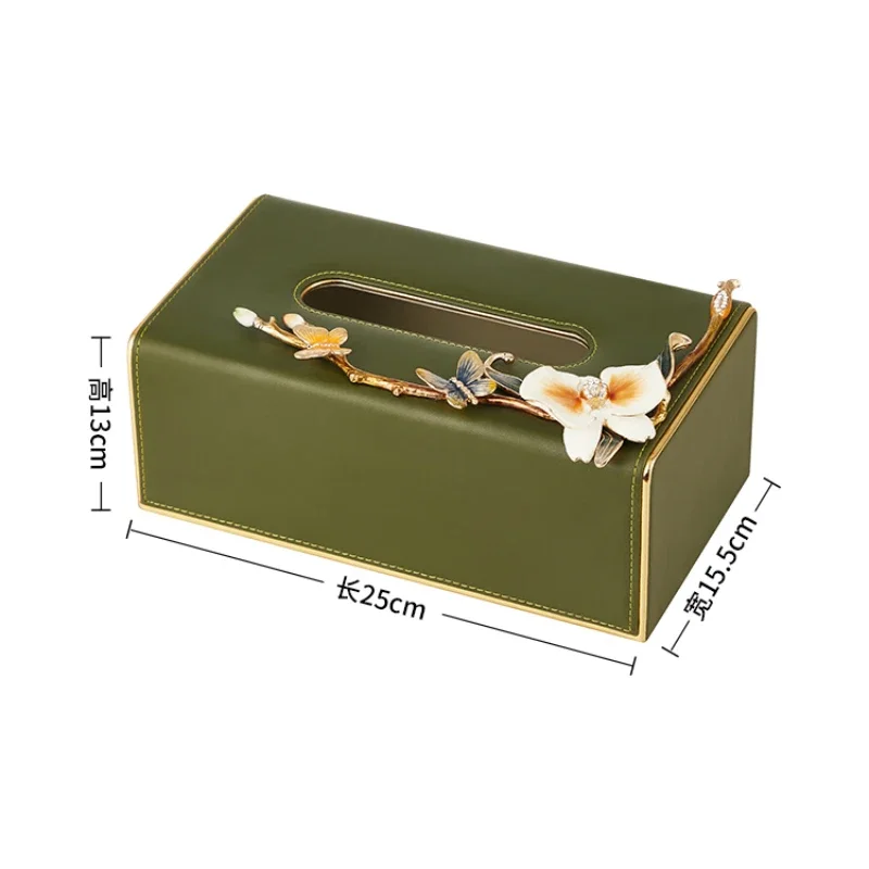 

New enamel colored leather waterproof high-value tissue box living room coffee table light luxury ornament