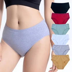 3Pcs Women Cotton Panties Comfortable Underwear Solid High Waist Briefs Female Underpants Elasticity Breathable Lingerie L-XXL