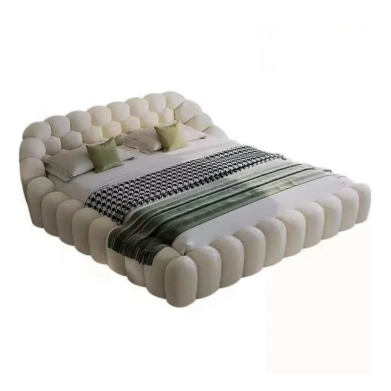 Styling cotton bubble football bed 5D nest bee mesh bedroom furniture modern simple tatami designer fabric bed