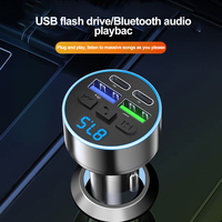 4-in-1 Bluetooth Car Kit Dual USB PD Car Charger Fast Charging MP3 Player with Voltage Display Atmosphere Lamp Adapters 12V-24V