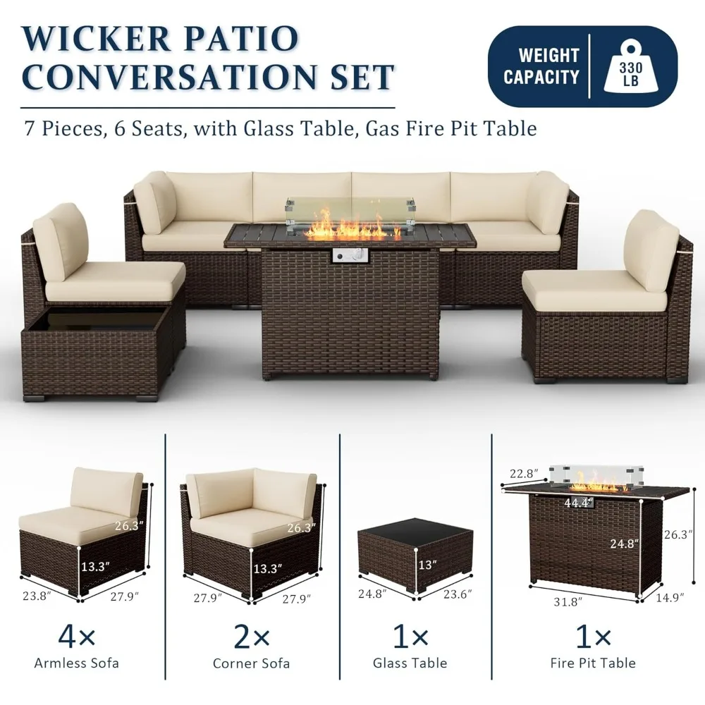 8 Pieces Patio Furniture Set with 44