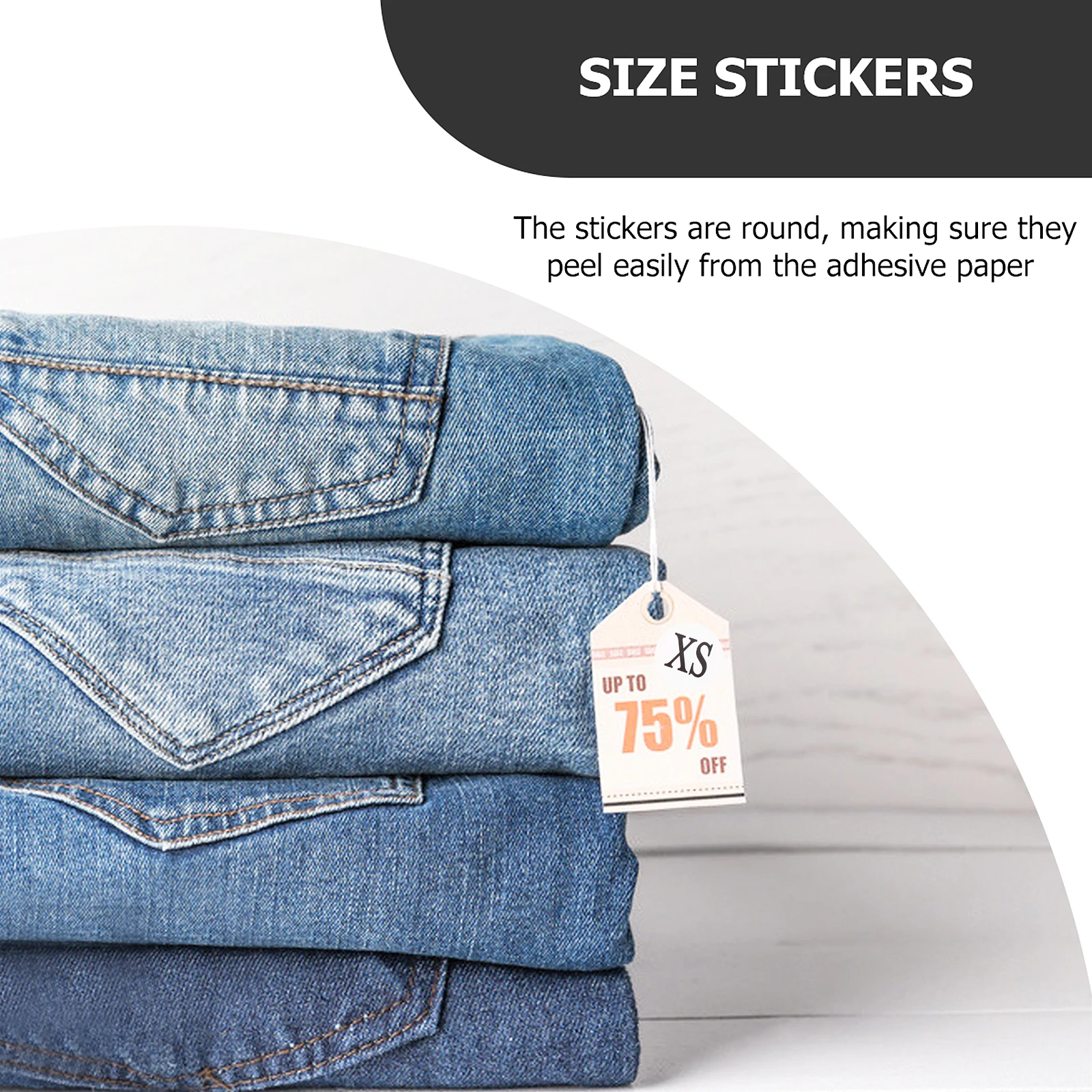 

7pcs Clothing Size Label Stickers Round Apparel Tags Self-Adhesive Cloth Labels For T-Shirts Easy Clear Design File Folder Tags