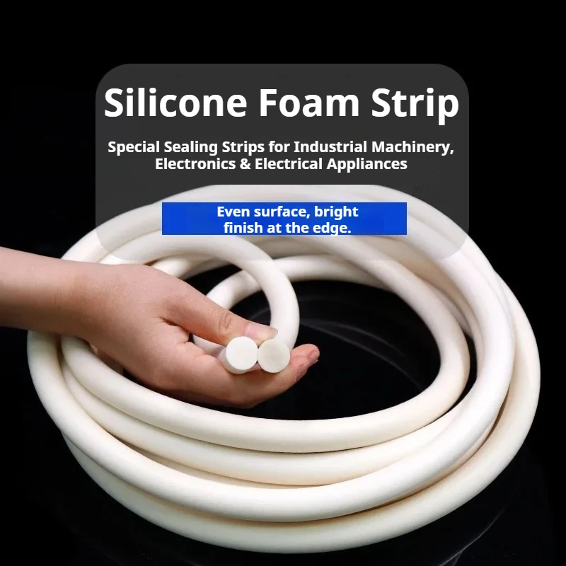 High Temperature Resistant Silicone Foam Strip CNC Vacuum Suction Cup Sealing Strip Foam Round Strip 1/2/3/4/5/6/7/8/9/10mm