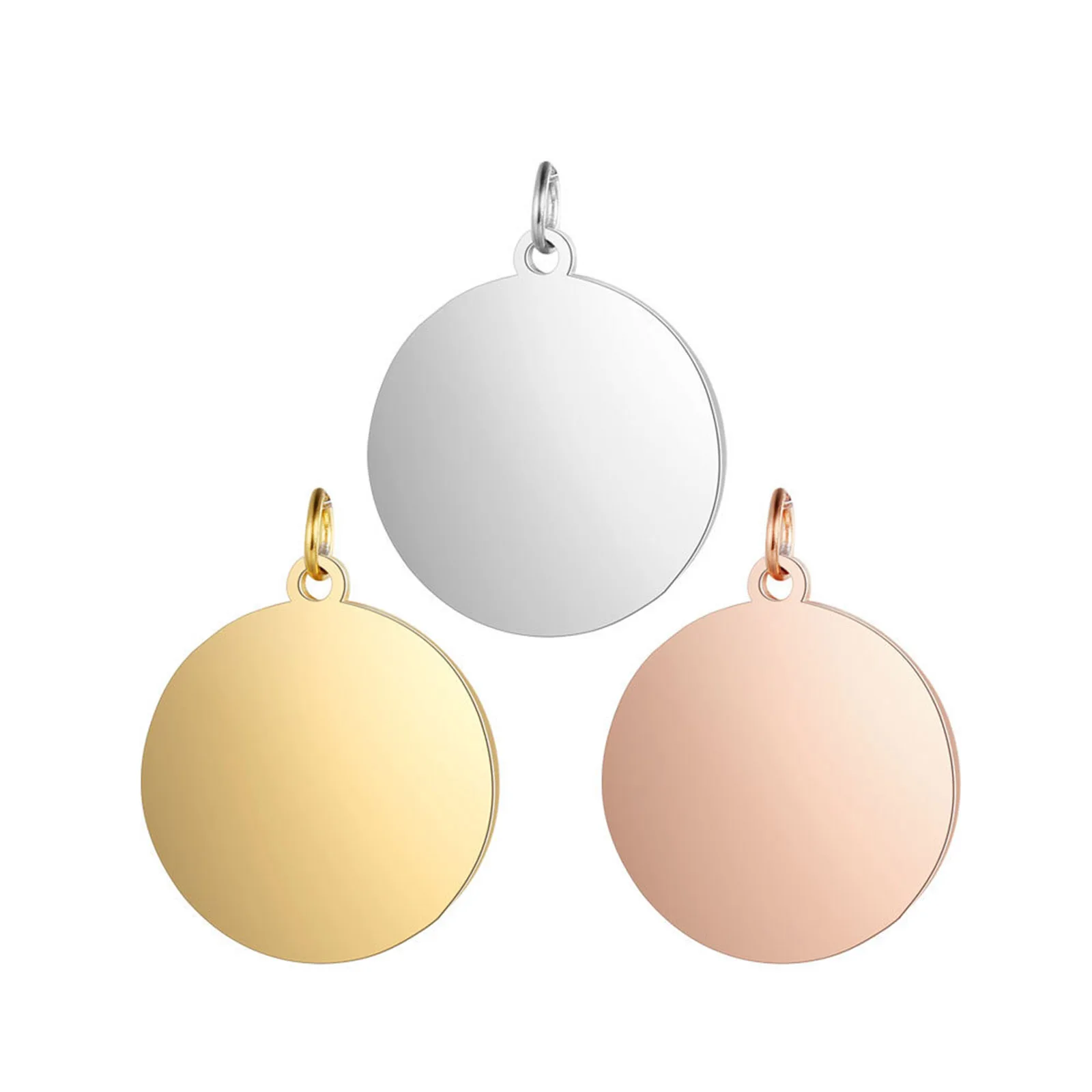 1PC Aço Inoxidável Rodada Em Branco Pingente Dois Lados Espelho Metal Stamping Tag Charme Para Colar Diy Jóias Fazendo Descobertas Artesanato