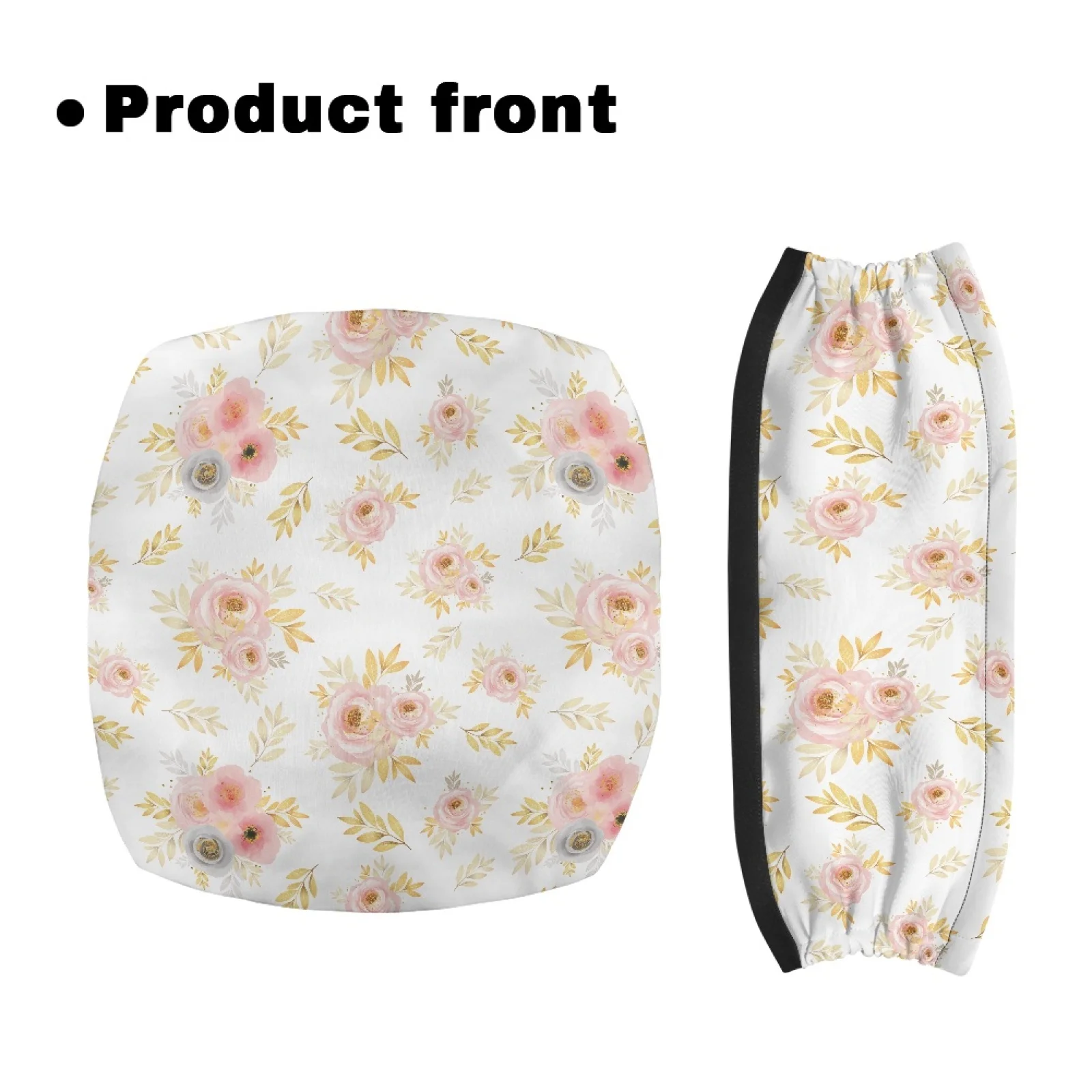 Coloranimal Anti-Slip Cover Elastic Band 2 Pieces Seat & Backrest Covers for Elderly for Indoor Golden Floral