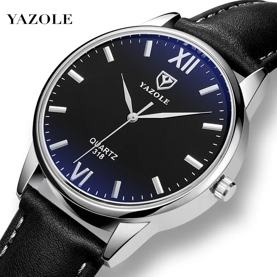 

YAZOLE Luxury Brand Men's Watches Men Leather Band Quartz Sport Wrist Watch for Men Business Clock reloj hombre erkek kol saati