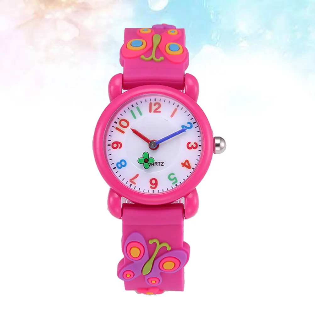 Silicone Watch Quartz Movement 3D Cartoon Theme Large Round Window Adjustable Strap Comfortable Safe Non-Toxic Wristwatch