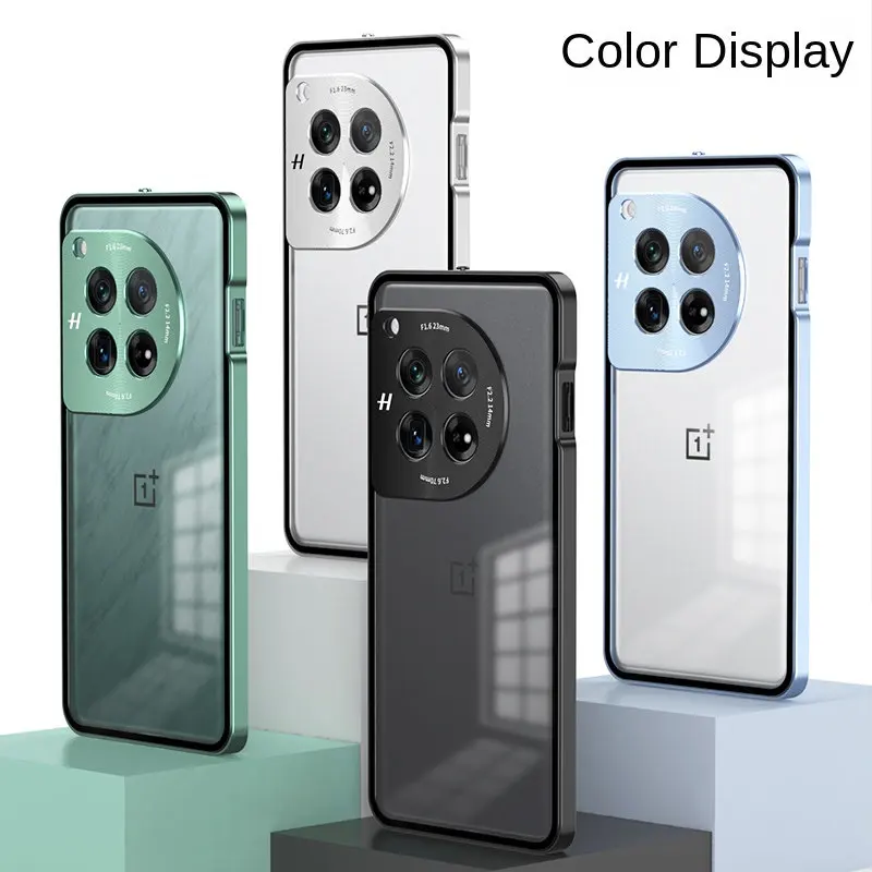 Metal Bumper Magnetic Case for Oneplus 12R 5G CPH2609 Aluminum Camera Lens Protector Matte Hard Back Cover for Oneplus 12R 5G
